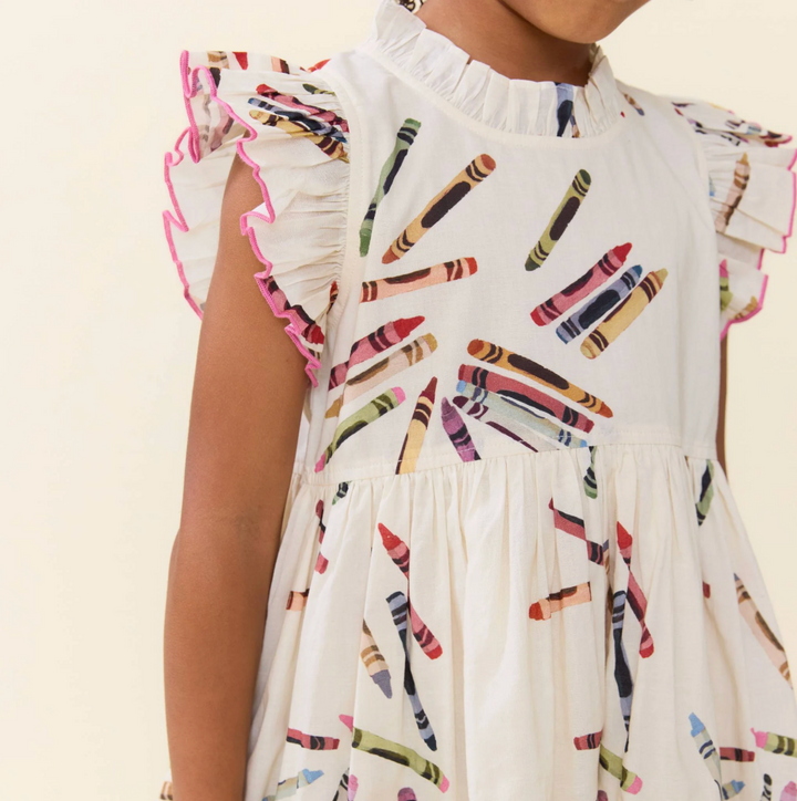 PINK CHICKEN girls jennifer dress - tossed crayons