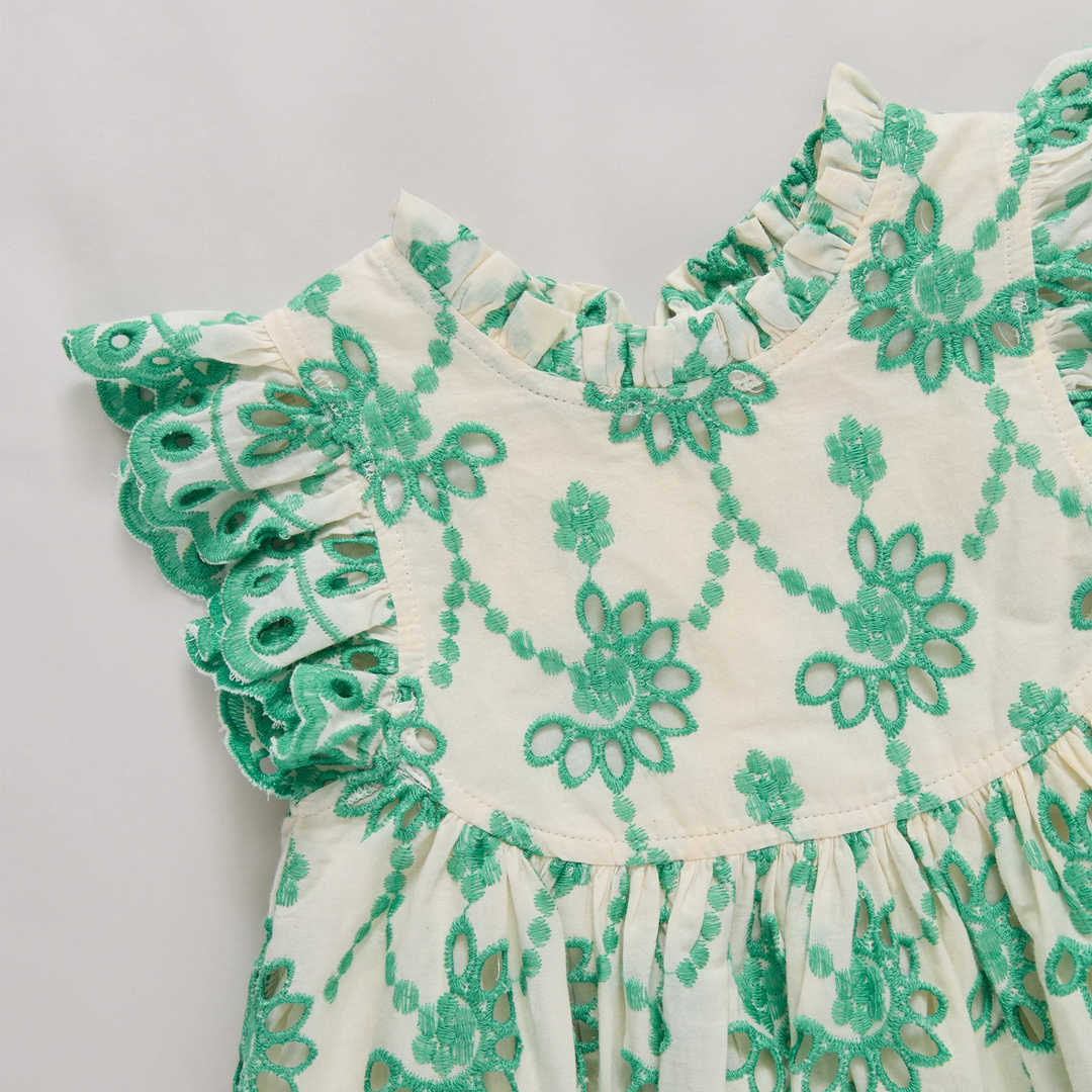 Cynthia Dress Kelly Green Eyelet