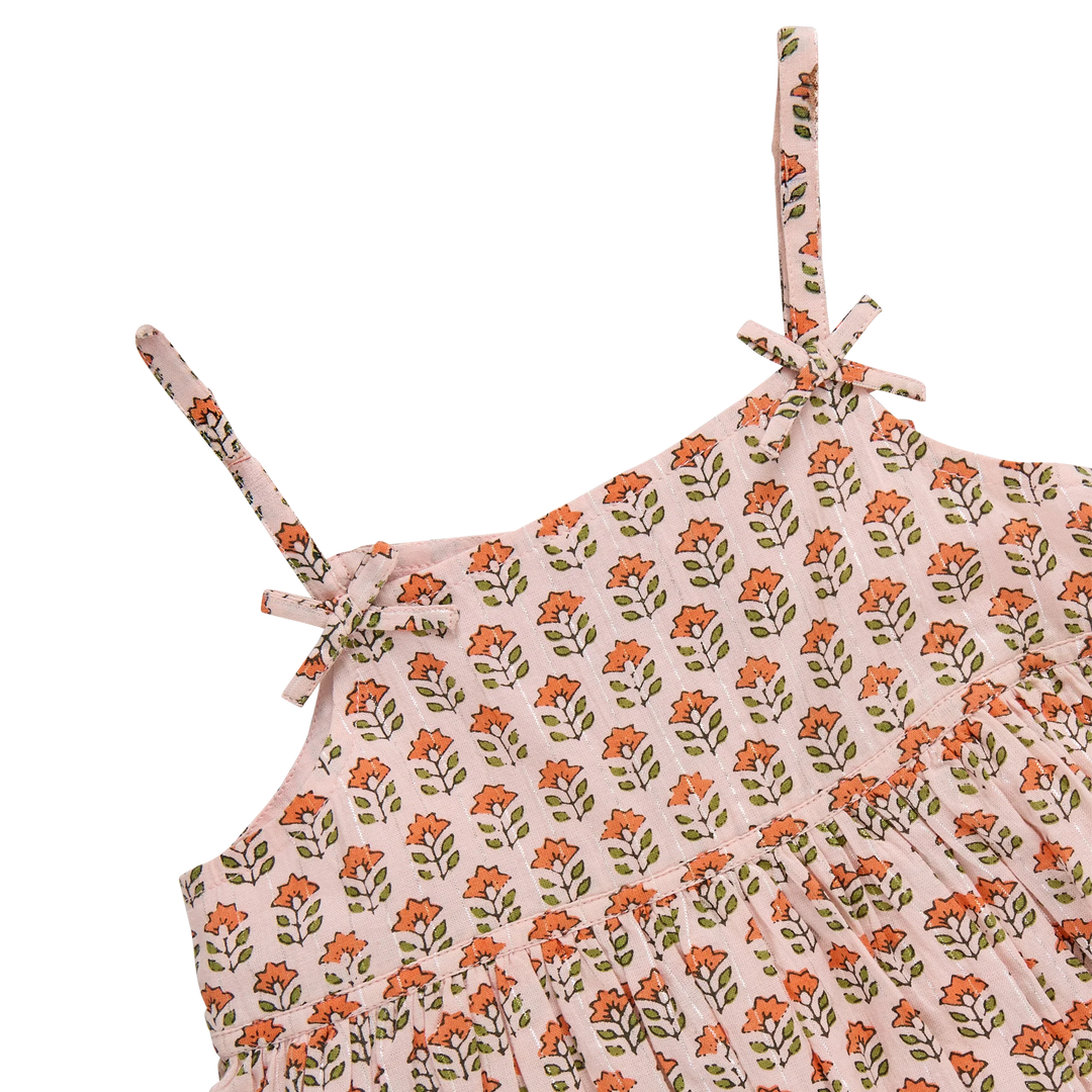 Tia Dress Set Pink Prairie Block Print