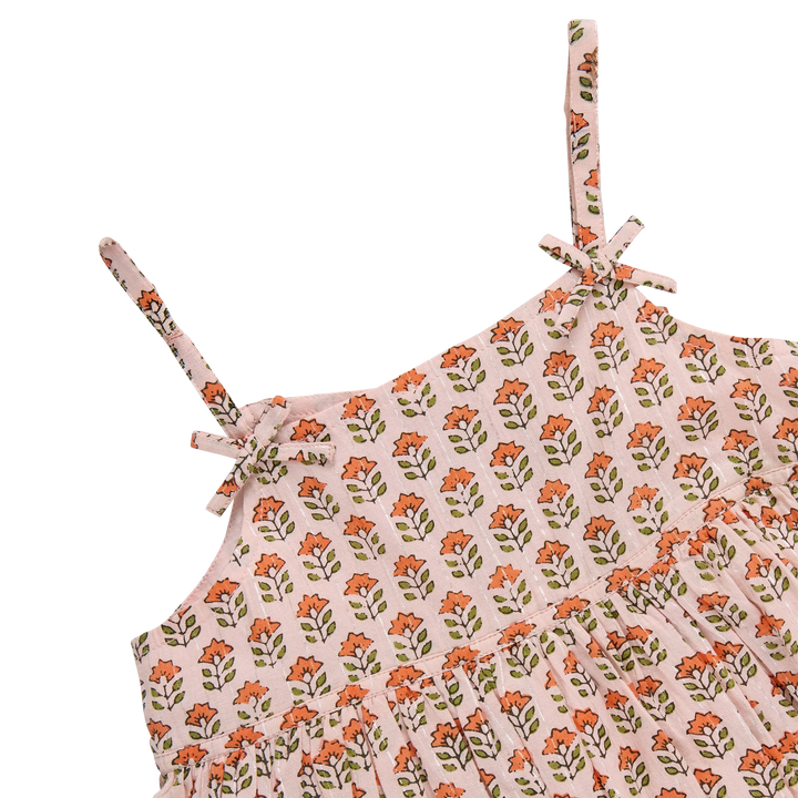 Tia Dress Set Pink Prairie Block Print