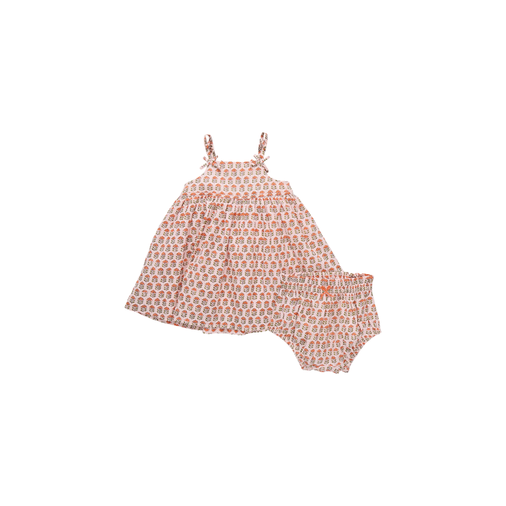 Tia Dress Set Pink Prairie Block Print