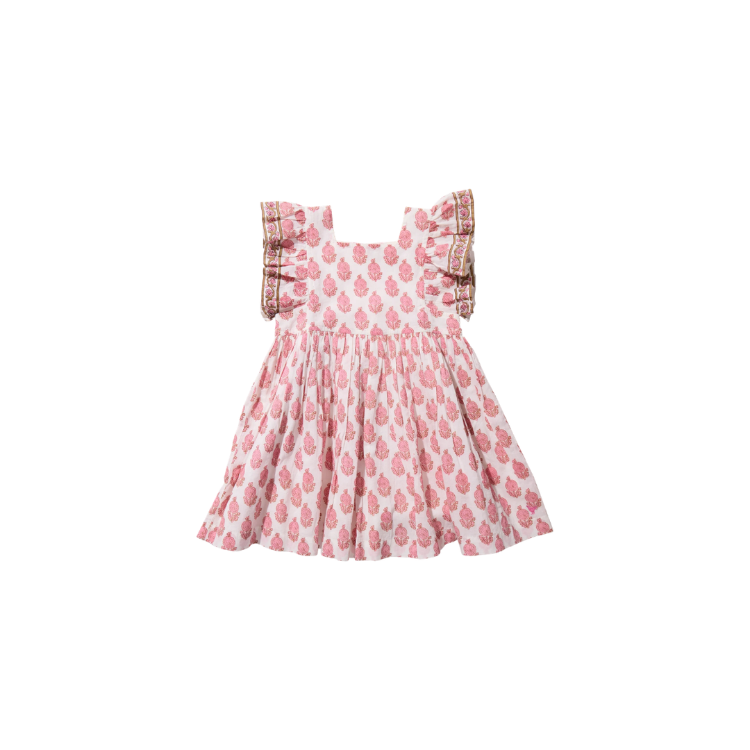 Elsie Dress Pink Dahlia Floral