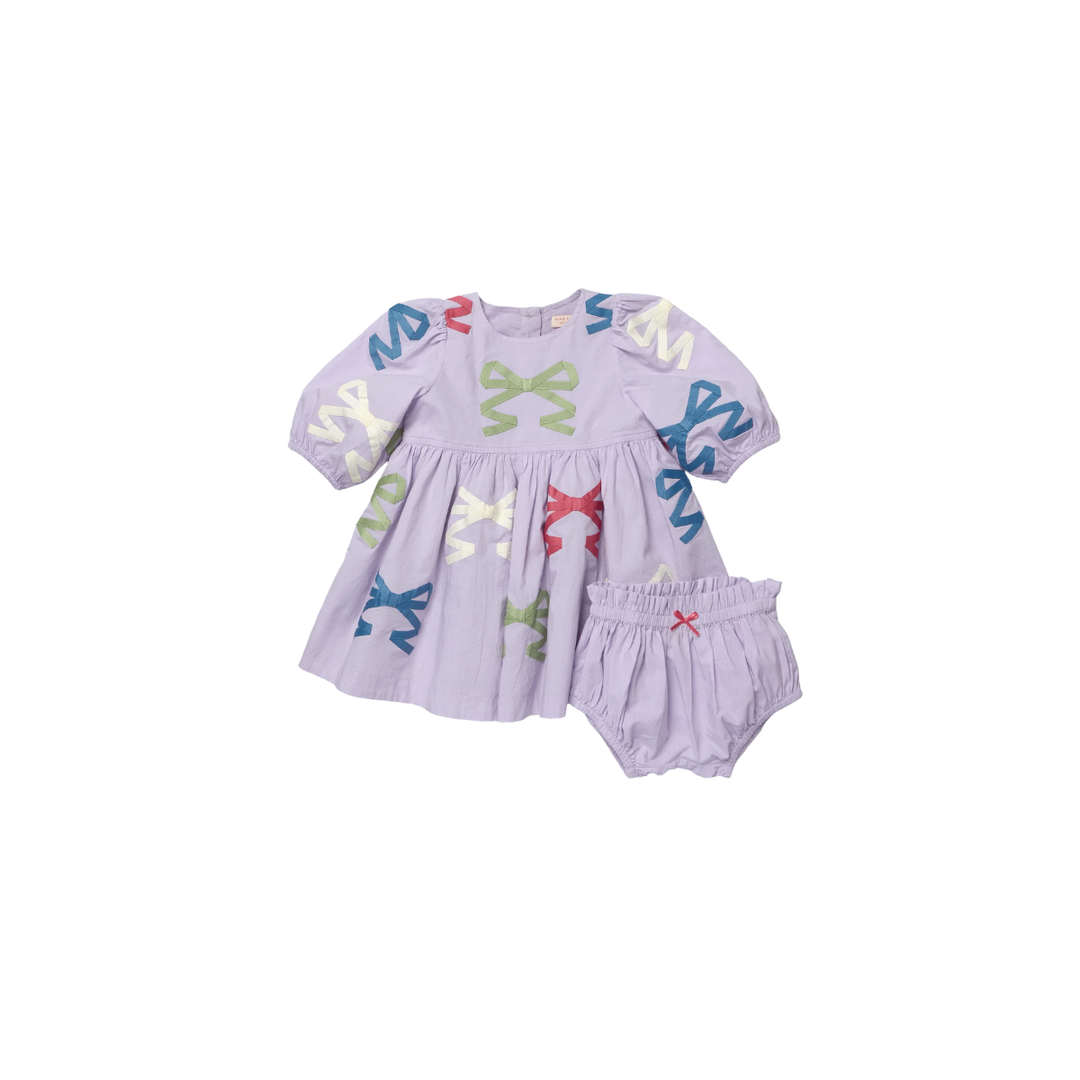 Brooke Dress Lavender Multi Bow Applique