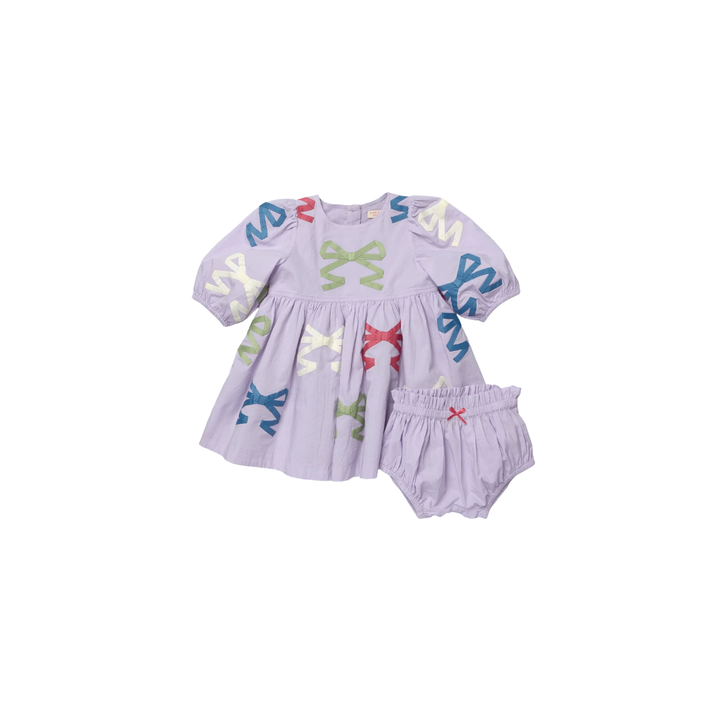Brooke Dress Lavender Multi Bow Applique