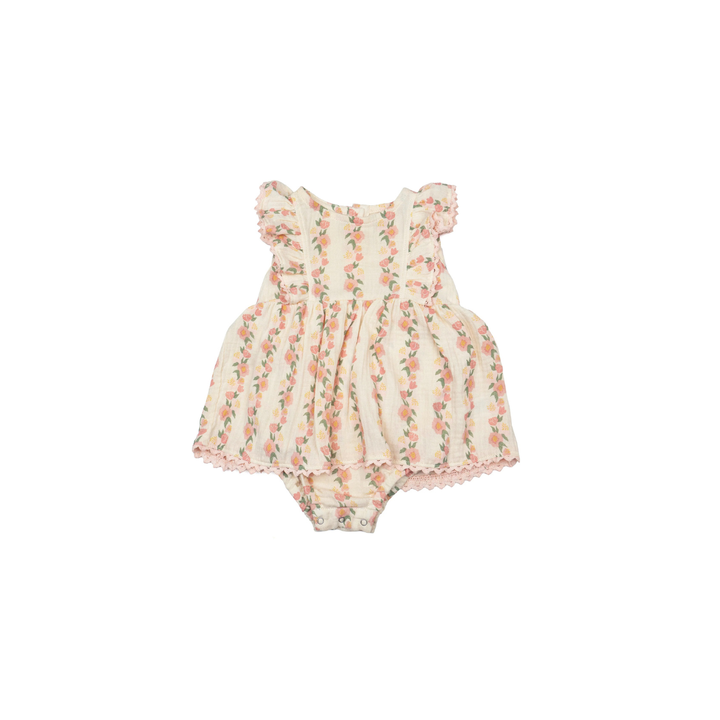 WILD WAWA Junie Skirted Romper in Pink Rose Reverie print