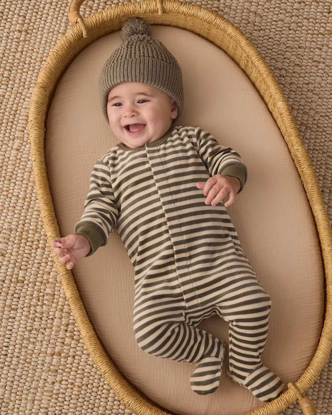 Hidden Snap Footie Spruce Stripe