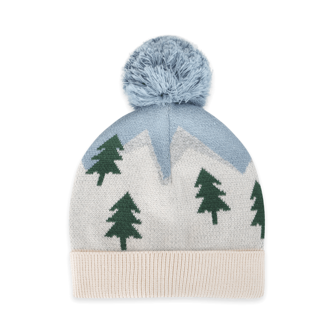 Ski Alpine Peaks Knit Baby Beanie with Pom (Organic Cotton)