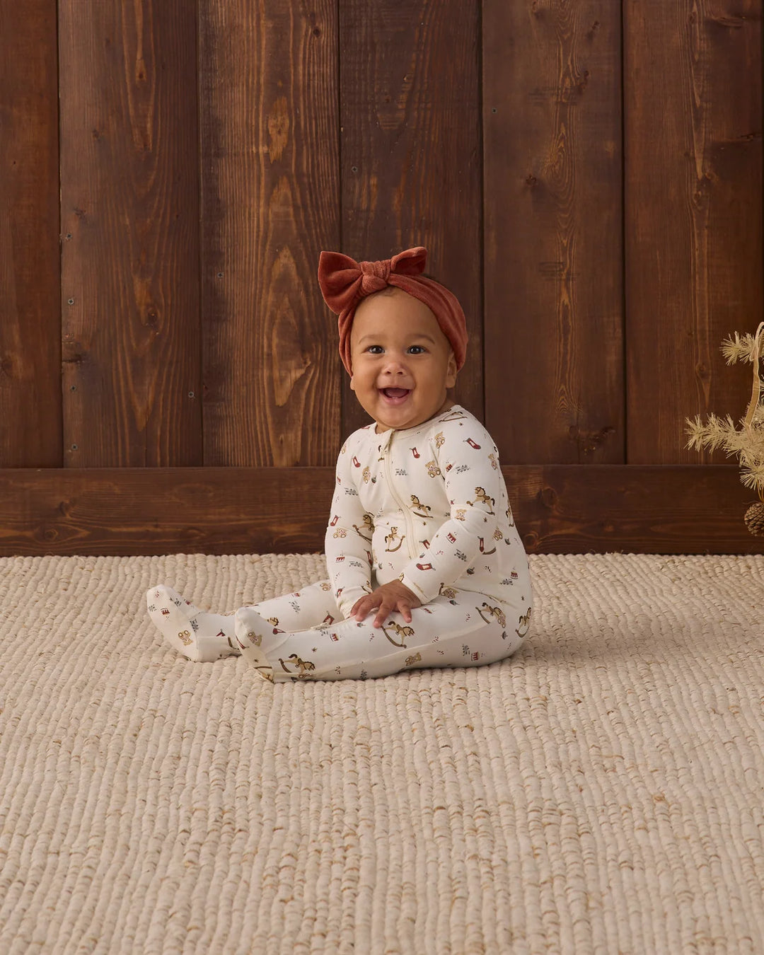 Velour Bow Headband Redwood