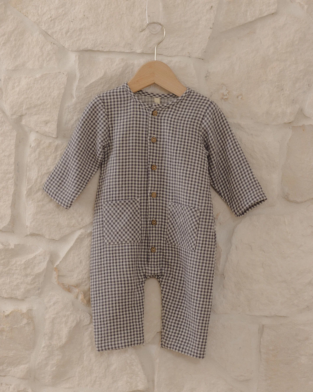 ORGANIC Pocketed Woven Jumpsuit Midnight Gingham