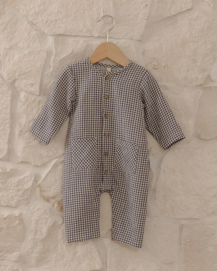 ORGANIC Pocketed Woven Jumpsuit Midnight Gingham