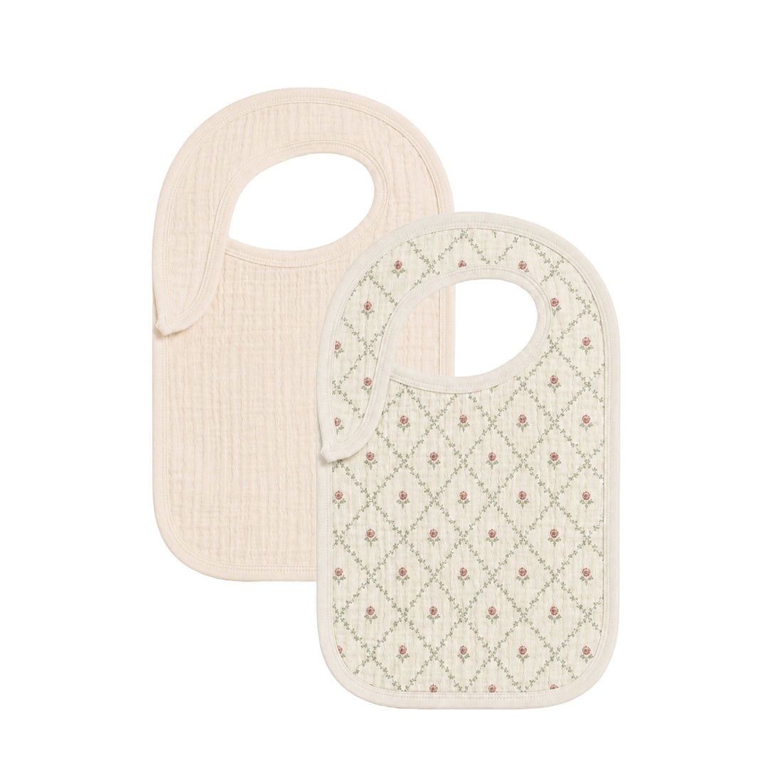 Muslin Bibs Hedge Floral Ivory