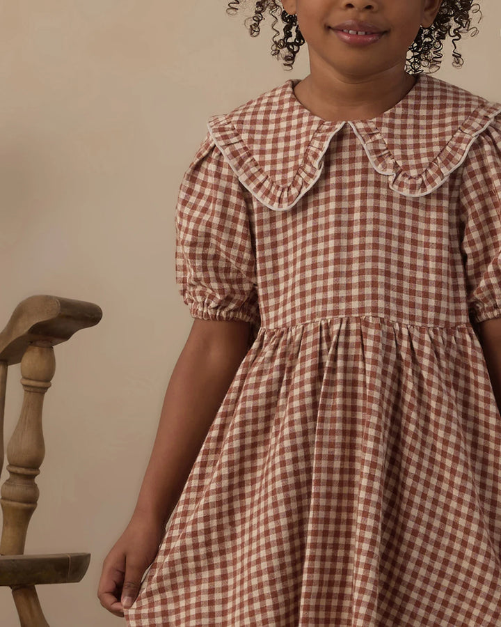 Camille Dress Brick Check