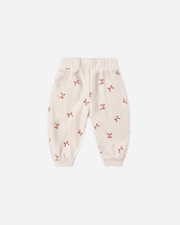 Velour Relaxed Sweatpant Red Bows
