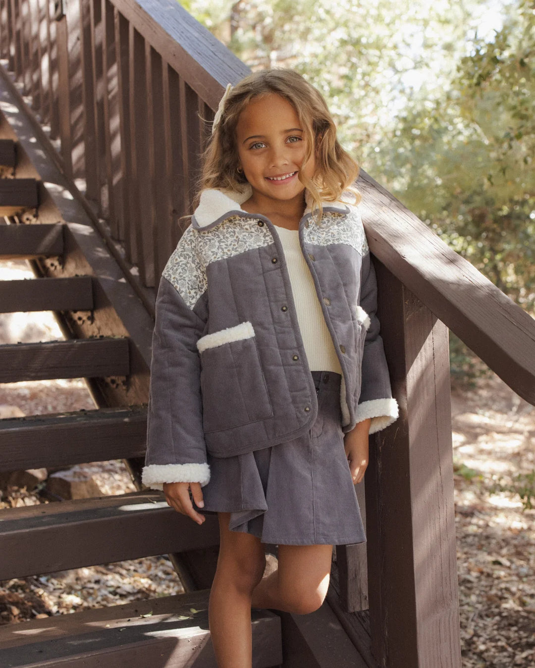 Pleated Denim Skirt Slate