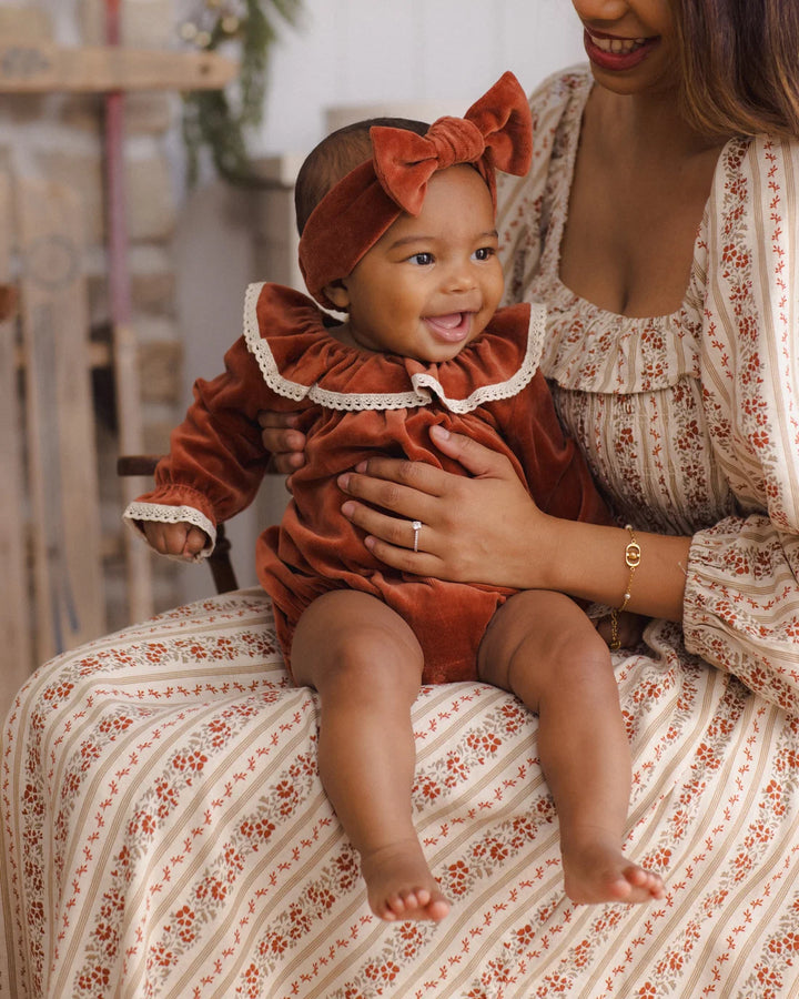 Velour Bow Headband Redwood