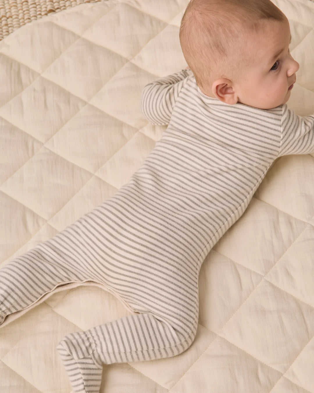 ORGANIC Baby Footie Laurel Microstripe