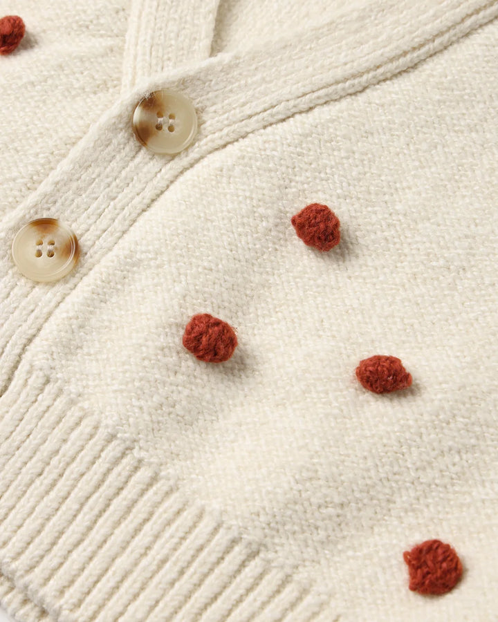 Boxy Crop Cardigan Ruby Bobble