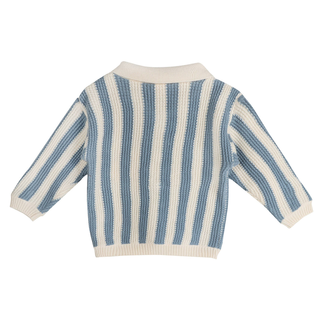 Dog Stripe Baby Collar Cardigan &amp; Pant Set (Organic Cotton)