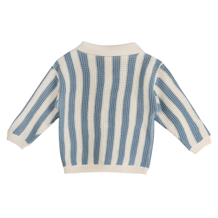 Dog Stripe Baby Collar Cardigan &amp; Pant Set (Organic Cotton)
