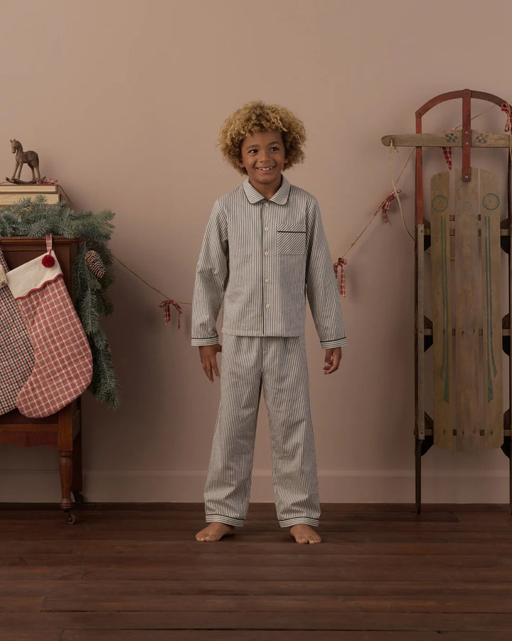 Long Sleeve Pajamas Evergreen Stripe