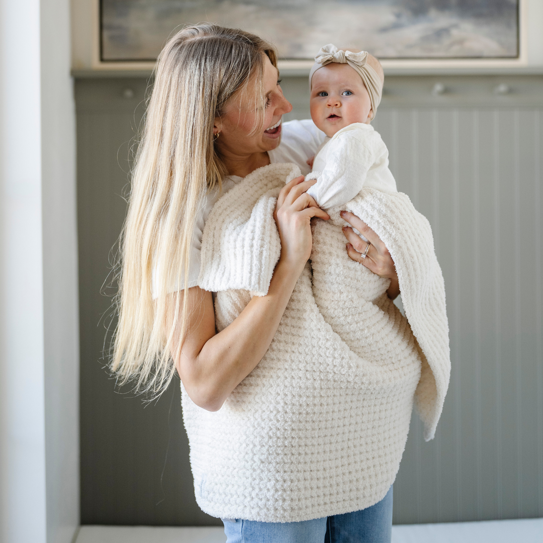 Waffle Knit Receiving Blanket Swan