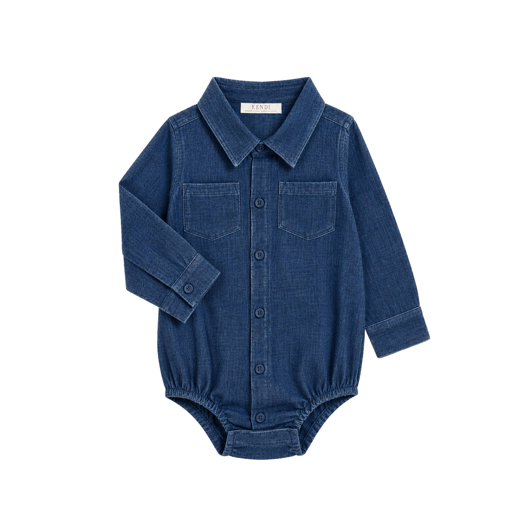 Flint Collared Bodysuit Chambray