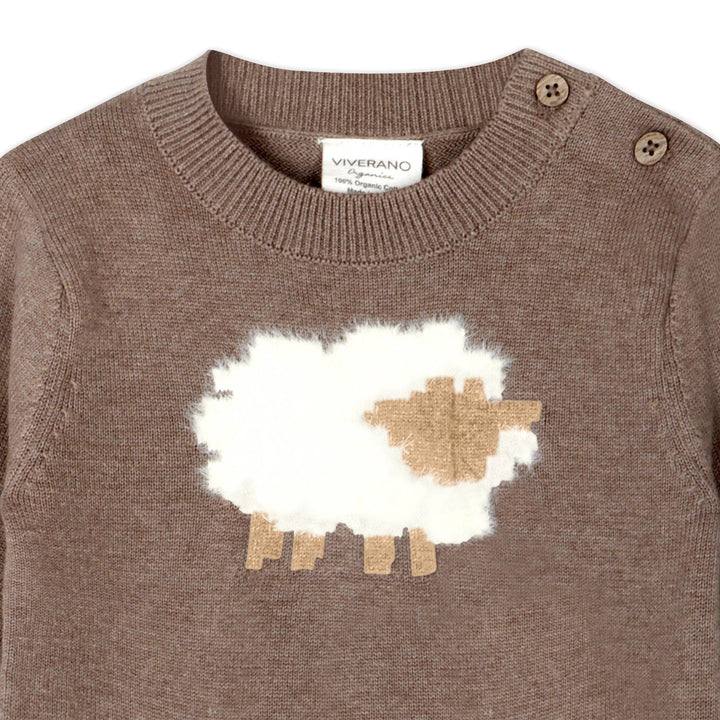 ORGANIC Sheep Jacquard Knit Baby Pullover &amp; Pant Set