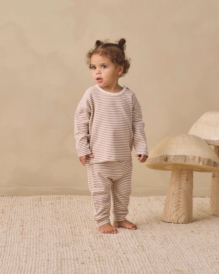 ORGANIC Long Sleeve Tee Cocoa Microstripe