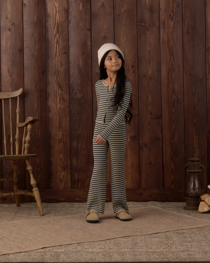 Flare Rib Knit Pant Midnight Stripe