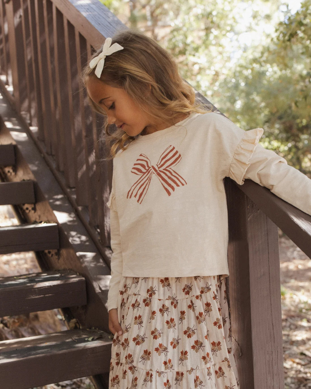 Ruffle Long Sleeve Tee Bow