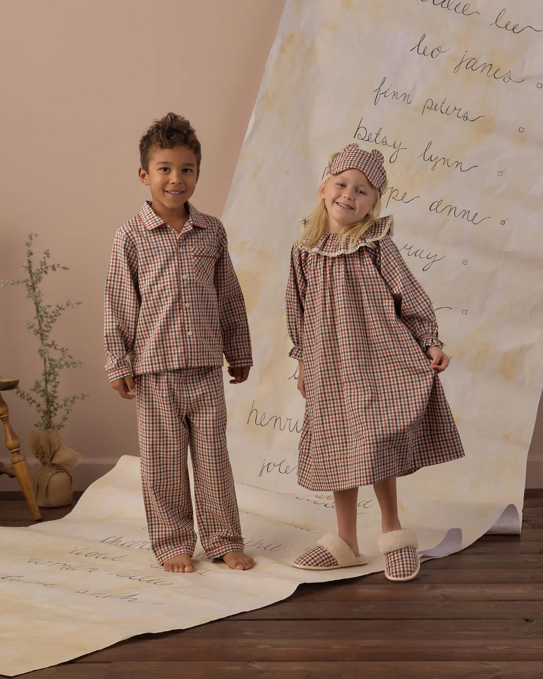 Long Sleeve Pajamas Holiday Gingham
