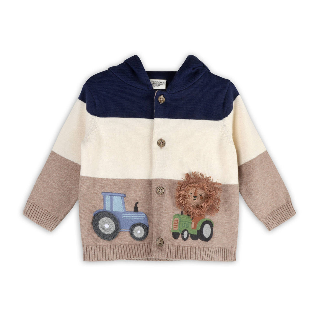 Lion Farm Truck Knit Baby Hooded Jacket (Organic Cotton)
