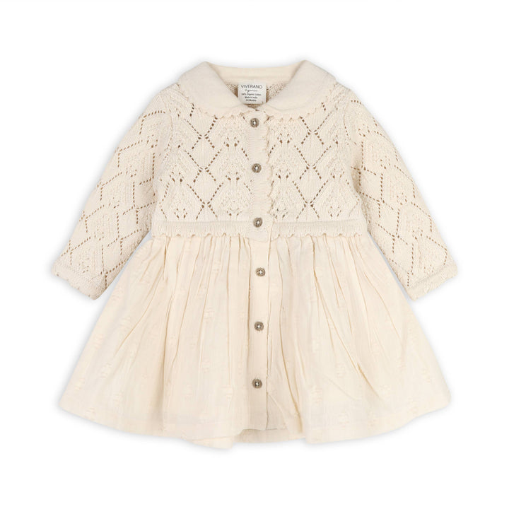 Phoebe Organic Cotton Pointelle Sweater Baby Dress Natural