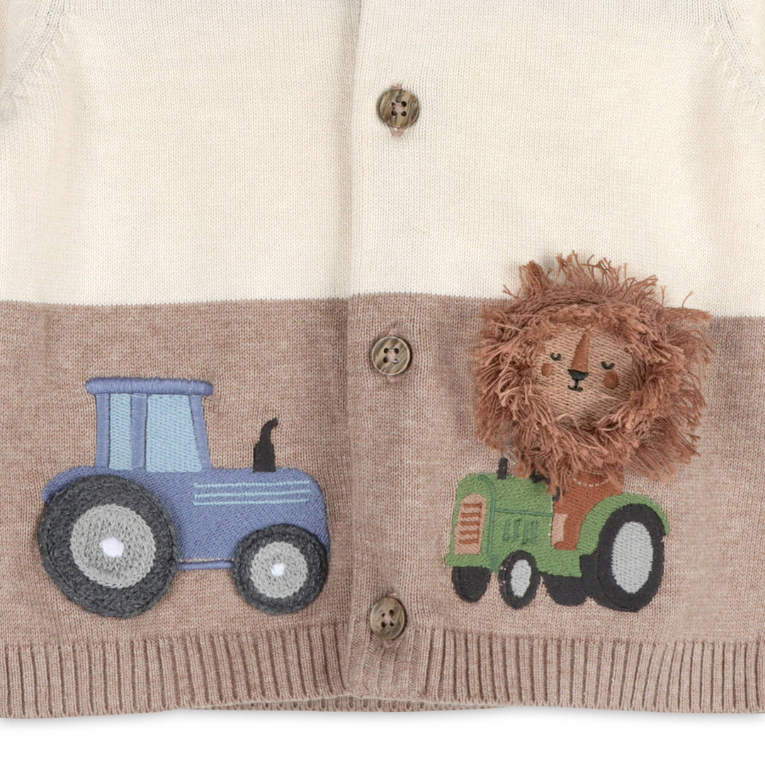 Lion Farm Truck Knit Baby Hooded Jacket (Organic Cotton)