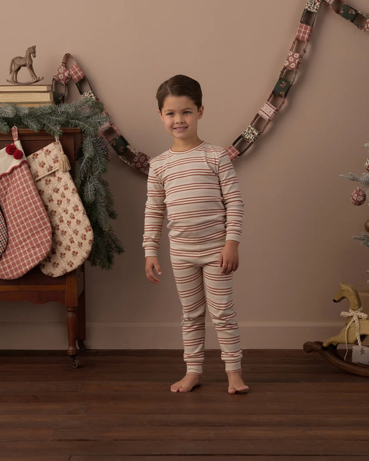 Organic Long Sleeve Pajama Set Holiday Stripe