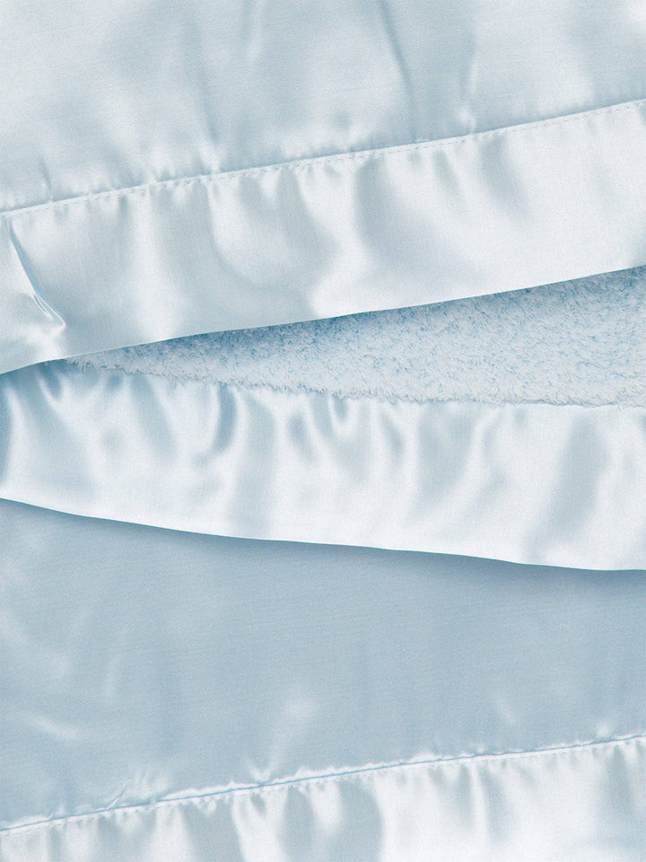 LITTLE GIRAFFE Blue Chenille Satin™ Back Baby Blanket