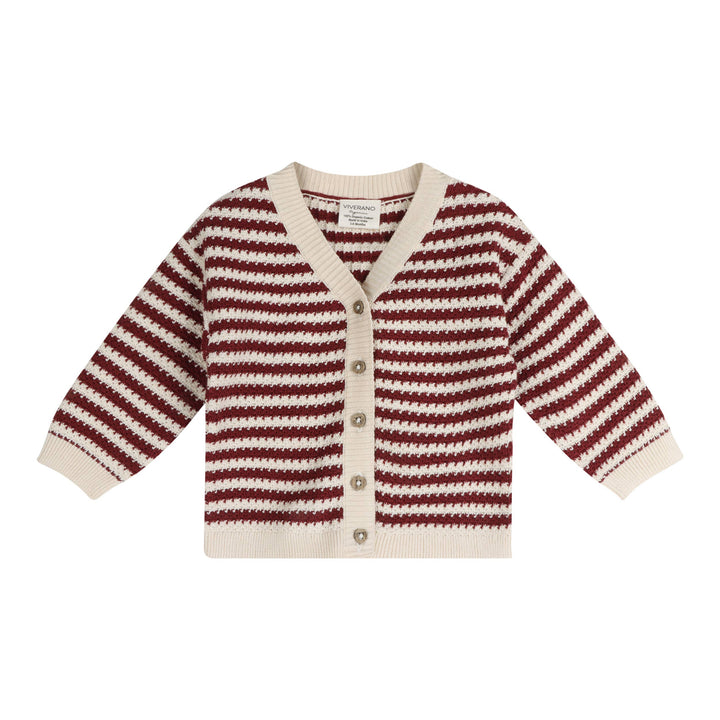 V-Neck Stripe Knit Baby Cardigan (Organic Cotton)