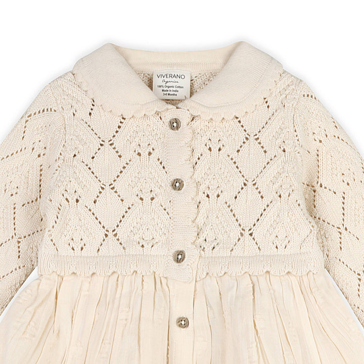 Phoebe Organic Cotton Pointelle Sweater Baby Dress Natural