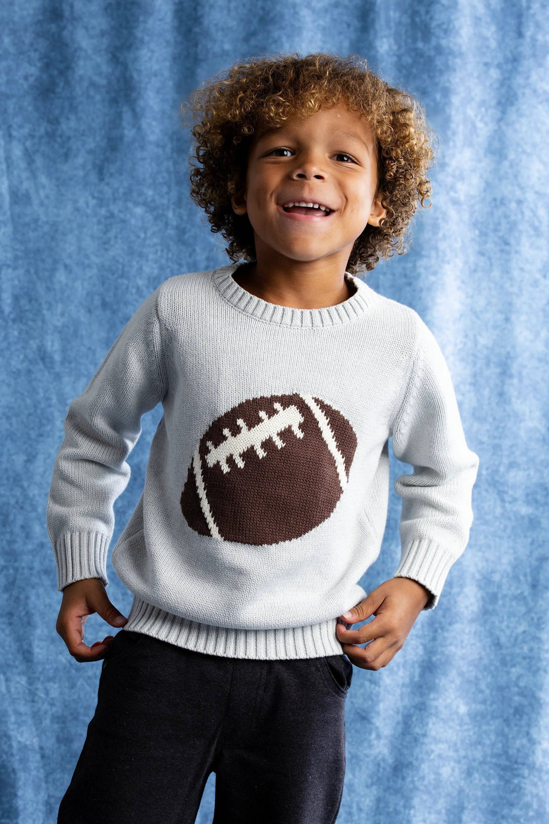 Organic Knit Sweater Vintage Footballs