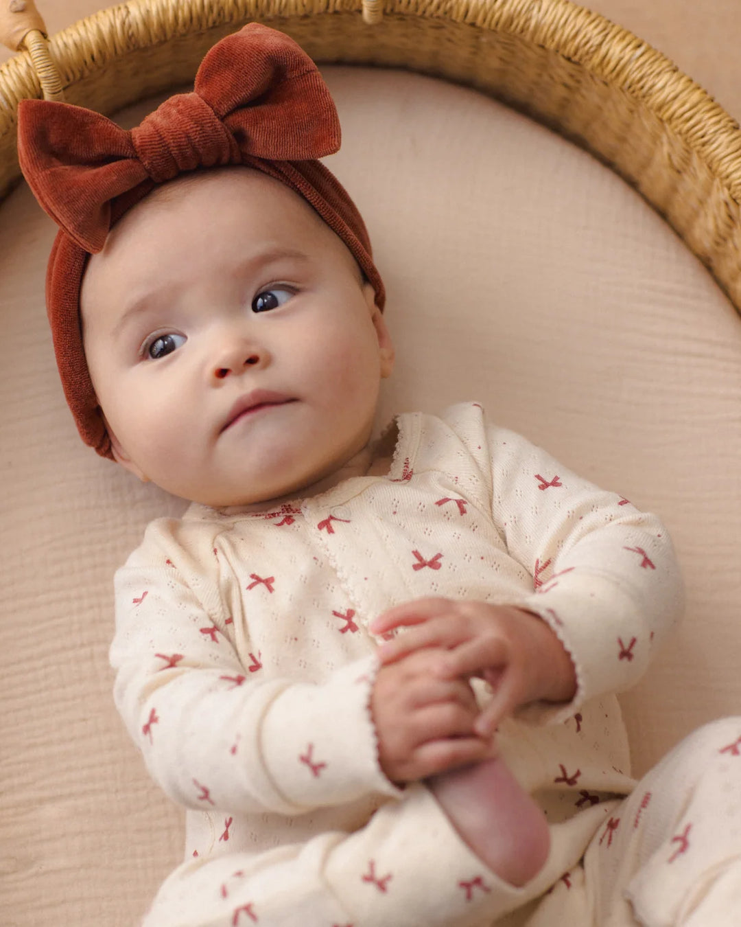 Velour Bow Headband Redwood