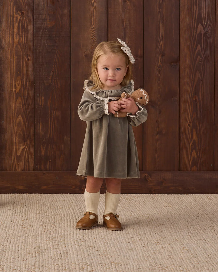 VELOUR BABY DRESS SPRUCE