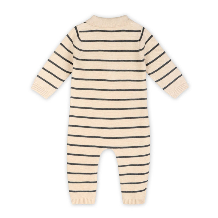 Stripe &amp; Collar Knit Jumpsuit (Organic Cotton)
