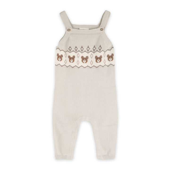 Bear Fair Isle Knit Baby Overall Set (Organic Cotton)