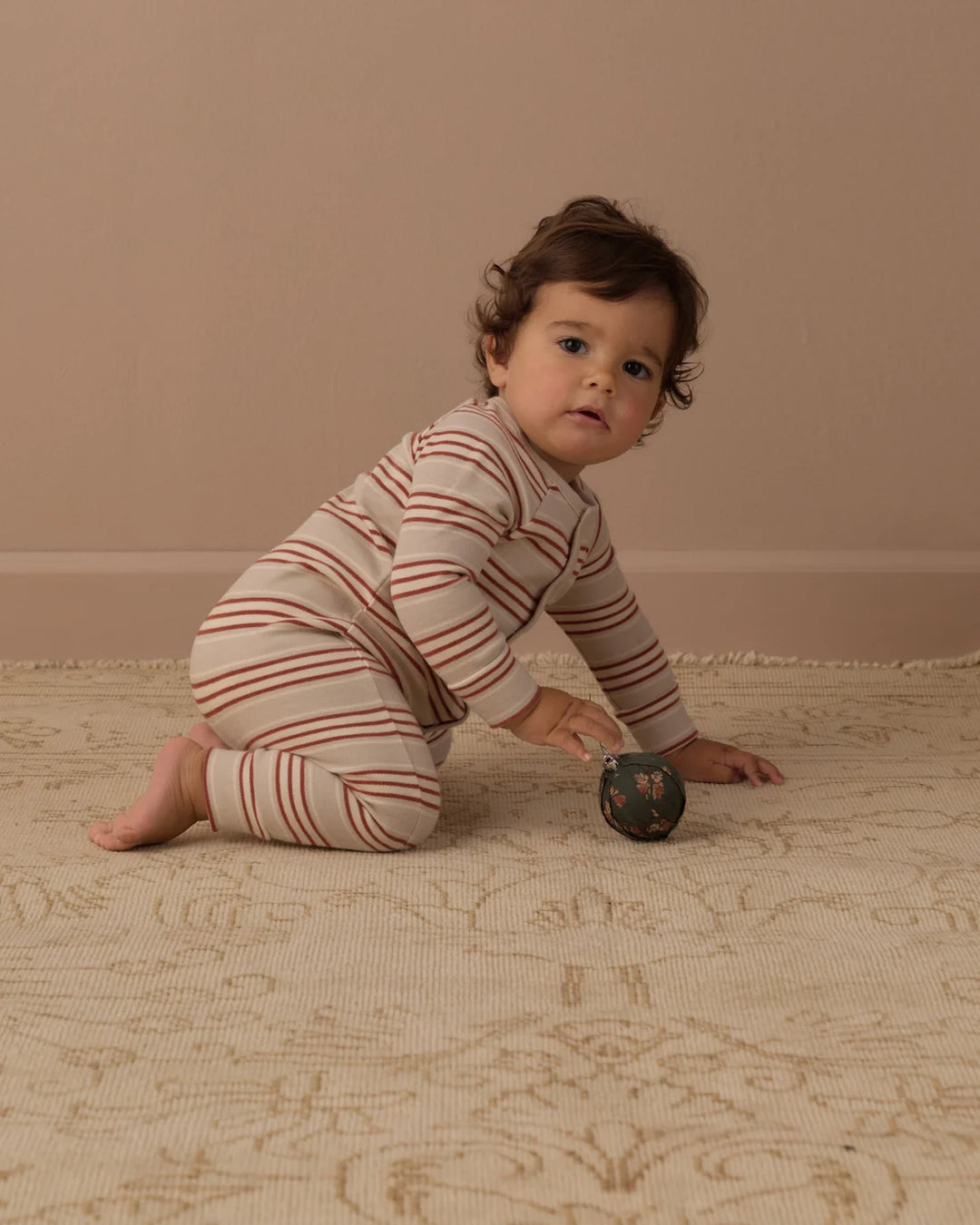 Organic Long John Pajamas Holiday Stripe