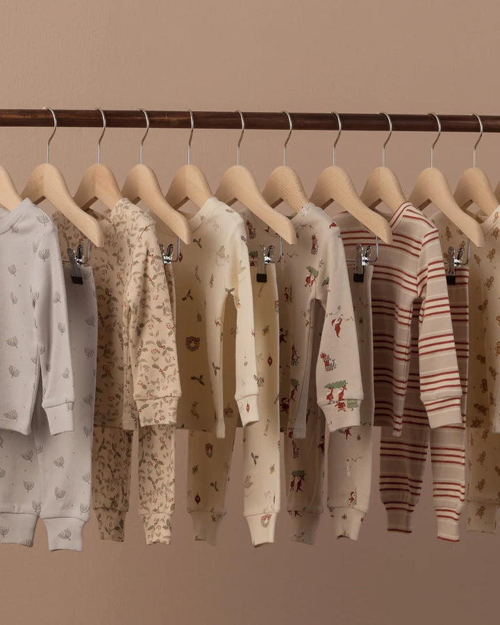 Organic Long Sleeve Pajama Set Holiday Stripe