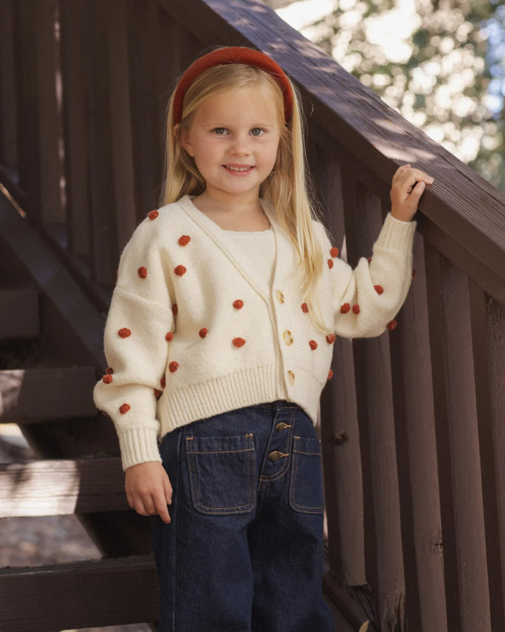 Boxy Crop Cardigan Ruby Bobble