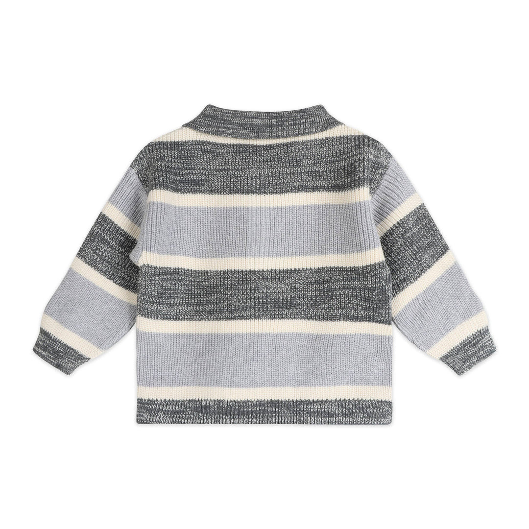 Rugby Stripe Organic Cotton Polo Pullover and Pants Set Charcoal