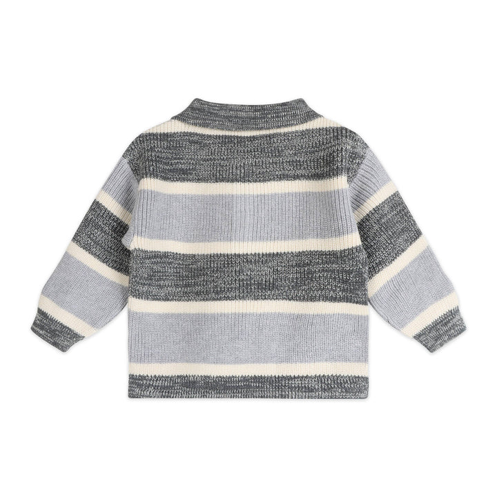 Rugby Stripe Organic Cotton Polo Pullover and Pants Set Charcoal
