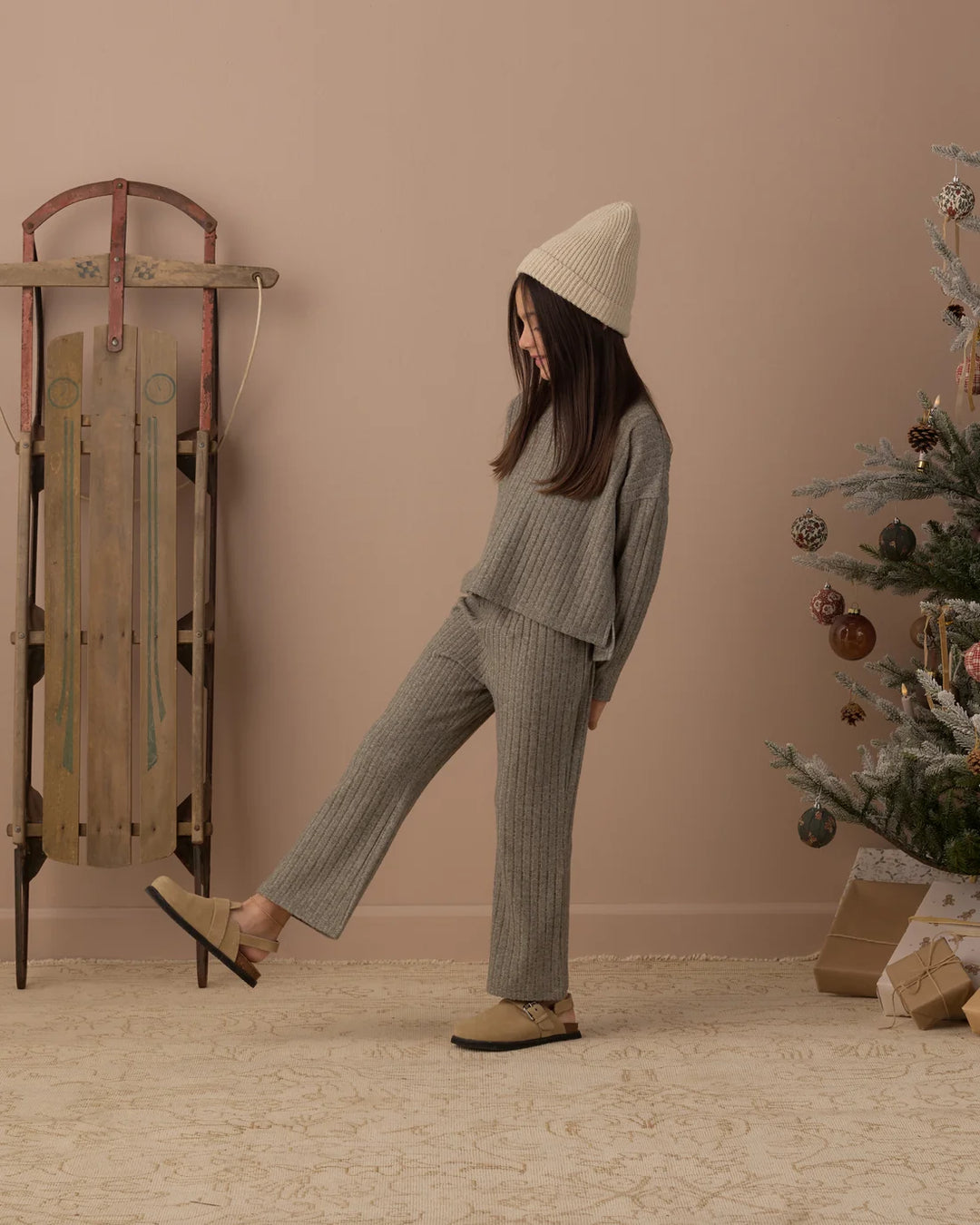 Cozy Rib Knit Set Evergreen