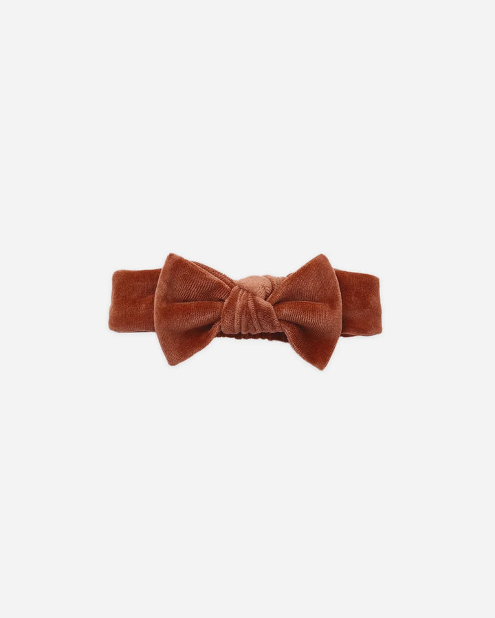 Velour Bow Headband Redwood